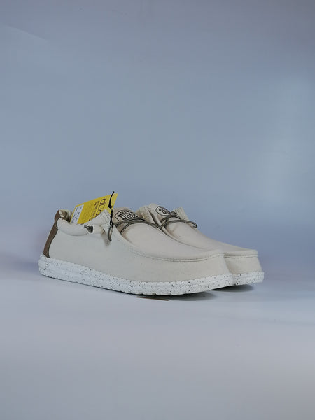 HEY DUDE - SCARPA LEGGERA IN TELA PANNA WALLY STRETCH CANVAS IVORY