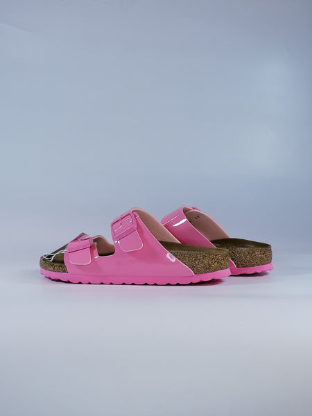 BIRKENSTOCK - CIABATTA ARIZONA CON PLANTARE ROSA BUBBLE IN VERNICE CANDY PINK