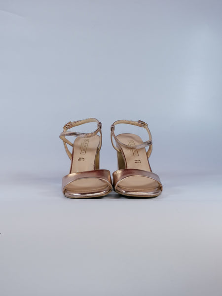 KAMMI - SANDALO DONNA LAMINATO ROSA CON TACCO QUADRATO SVASATO 2384M012