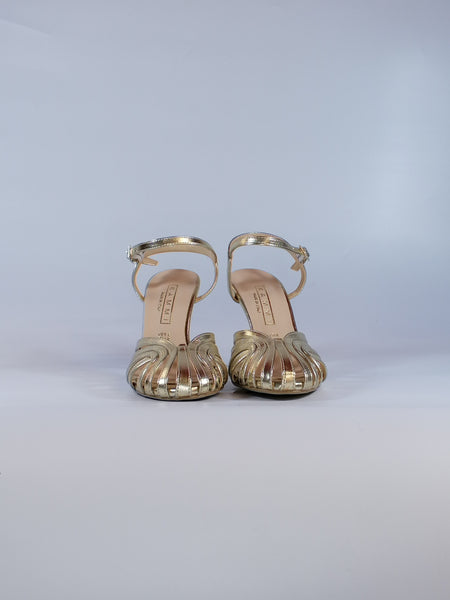 KAMMI - SANDALO DONNA LAMINATO PLATINO CON TACCO 4858006