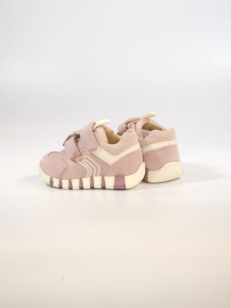 GEOX - SCARPA DA GINNASTICA PER BAMBINA PRIMI PASSI ROSA E BIANCA CON STRAPPI B3558C