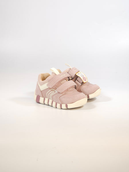 GEOX - SCARPA DA GINNASTICA PER BAMBINA PRIMI PASSI ROSA E BIANCA CON STRAPPI B3558C