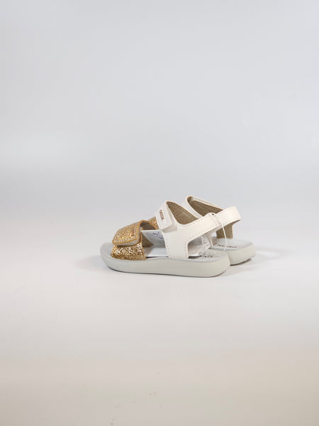 GEOX - SANDALO ORO E BIANCO CON STRAPPI PER BAMBINI PRIMI PASSI B455TB