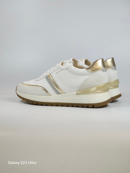 GEOX - SCARPA SNEAKERS DA DONNA BIANCA ORO E ARGENTO D3500A