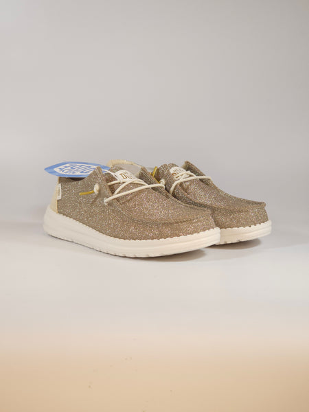 HEY DUDE - SCARPA LEGGERA IN TELA DORATA IN LUREX WENDY METALLIC SPARKLE