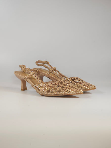KAMMI - SLINGBACK ROSA E LAMINATA ROSA INTRECCIATA CON TACCO DI 5 CM PER DONNA 9110
