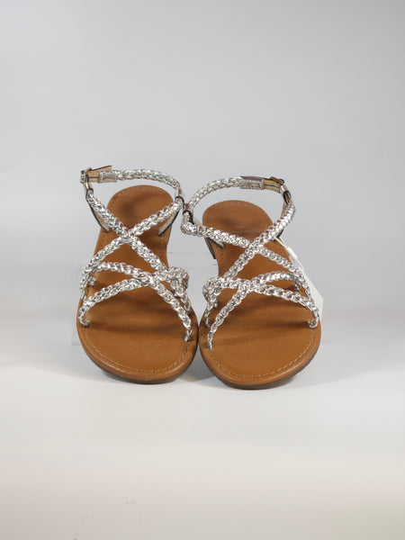 GEOX - SANDALO FLAT ARGENTO CON SOTTOPIEDE IMBOTTITO PER DONNA D55LXD
