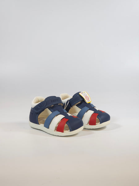 GEOX - SCARPA ESTIVA A SANDALO RAGNETTO PER BAMBINI PRIMI PASSI BLU BIANCO ROSSO B254VA