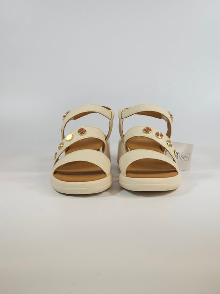 GEOX - SANDALO GHIACCIO CON BORCHIETTE DORATE E ZEPPA DI 5 CM PER DONNA D550EF
