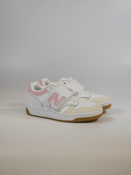 NEW BALANCE - SCARPA DA GINNASTICA 480 BIANCA E ROSA CON STRAPPO UNICO PER BAMBINI SP