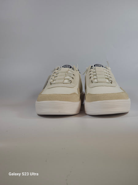 HEY DUDE - SCARPA GINNICA LEGGERA IN TELA E PELLE HUDSON M CANVAS BIANCA E GREIGE
