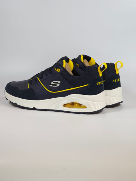 SKECHERS - SCARPA DA GINNASTICA BLU CON DETTAGLI GIALLI IN SIMILPELLE CON AIR PER UOMO 183020