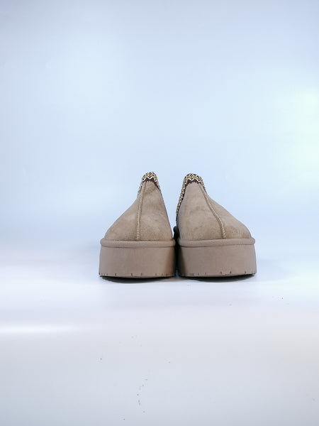 dalzoppo.it - CIABATTA SABOT TAUPE CON PELO INTERNO CON PLATFORM 4CM PER DONNA B24