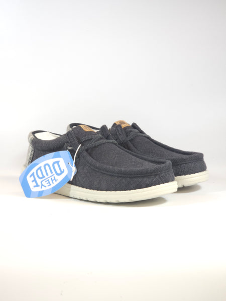 HEY DUDE - SCARPA LEGGERA IN TELA WALLY JUTE NERO E GRANITO PER UOMO