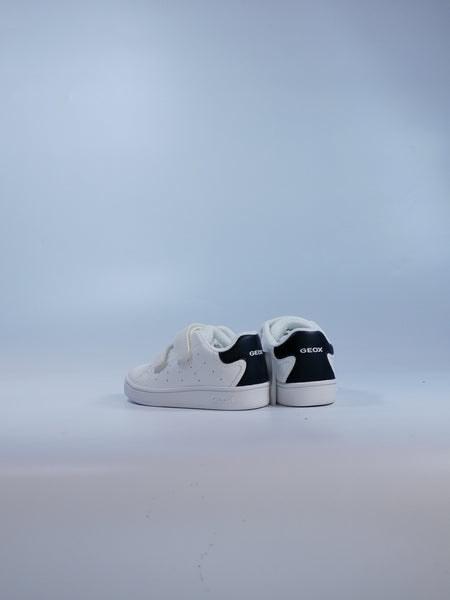 GEOX - SCARPA DA GINNASTICA PER BAMBINI PRIMI PASSI BIANCA E BLU CON STRAPPO B365LA