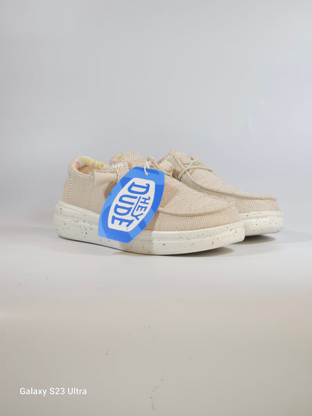 HEY DUDE - SCARPA LEGGERA IN TELA BEIGE WENDY RISE STRETCH