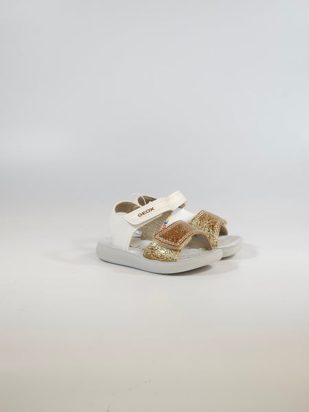 GEOX - SANDALO ORO E BIANCO CON STRAPPI PER BAMBINI PRIMI PASSI B455TB