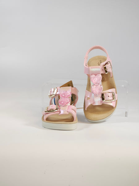GRUNLAND - SANDALO PER BAMBINA ROSA CON CUORI CON PLANTARE SA2057