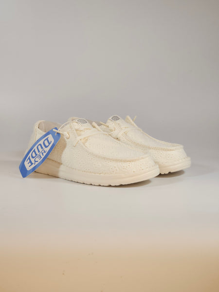 HEY DUDE - SCARPA LEGGERA IN TELA BIANCA IN SANGALLO WENDY EYELET LACE PER DONNA