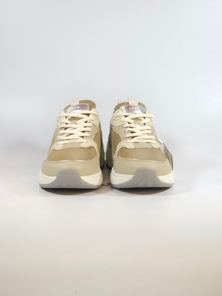 GEOX - SCARPA SNEAKERS PER DONNA TAUPE BEIGE E ARGENTO D55YLA
