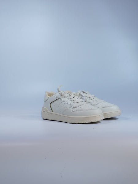 GEOX - SCARPA DA GINNASTICA PER BAMBINI BIANCA BURRO CON LACCI IN ELASTICO J36HXD