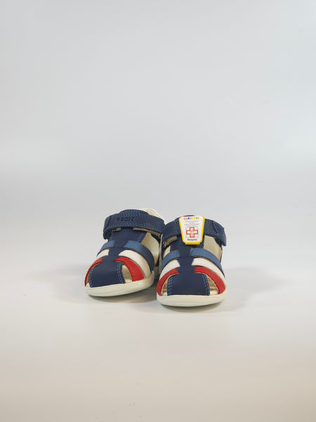 GEOX - SCARPA ESTIVA A SANDALO RAGNETTO PER BAMBINI PRIMI PASSI BLU BIANCO ROSSO B254VA