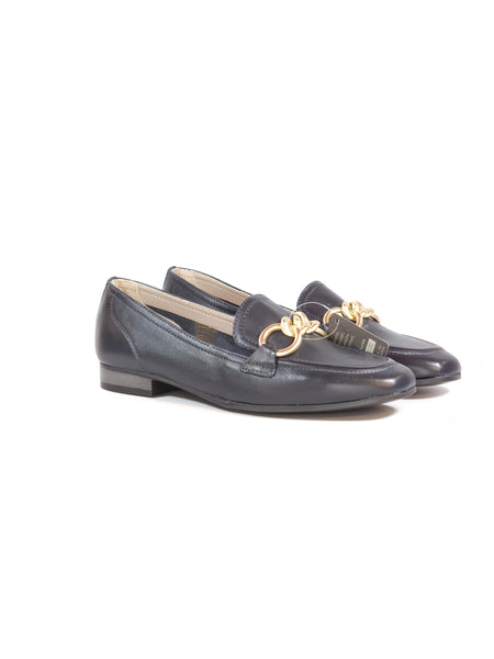 GRÜNLAND - MOCASSINO DONNA IN PELLE BLU CON SOTTOPIEDE MORBIDO E MORSETTO SC4572