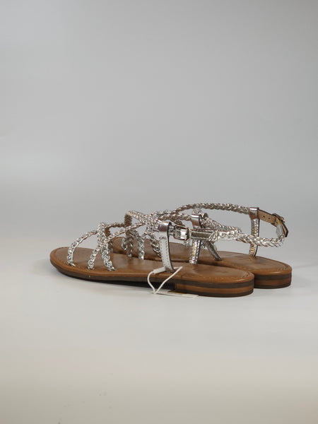 GEOX - SANDALO FLAT ARGENTO CON SOTTOPIEDE IMBOTTITO PER DONNA D55LXD