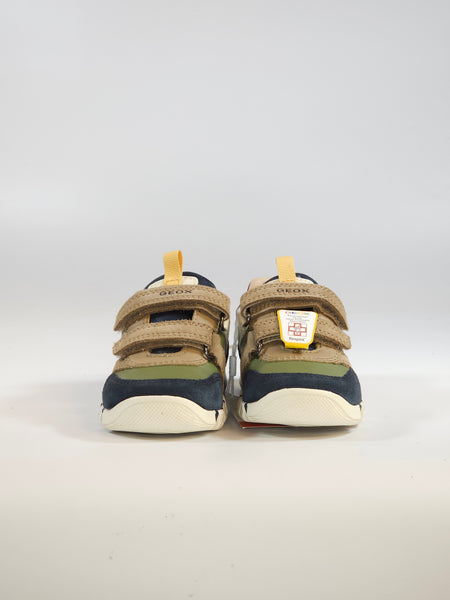 GEOX - SCARPA DA GINNASTICA PER BAMBINO PRIMI PASSI BORDEAUX, VERDE, BLU E BEIGE CON STRAPPI B3555D
