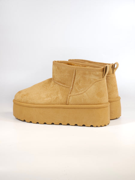 dalzoppo.it - STIVALETTO BEIGE MIELE CON PELO INTERNO CON PLATFORM 4CM PER DONNA EV503