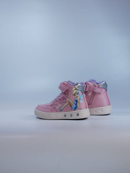 GEOX - SCARPA DA GINNASTICA A STIVALETTO CON LUCI PER BAMBINA DISNEY CON TRILLY CON LACCI IN ELASTICO E STRAPPO J368WE