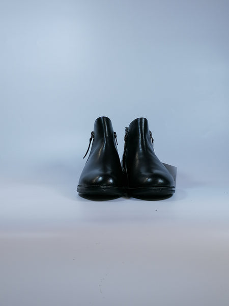 GEOX - STIVALETTO IN PELLE NERA CON BORCHIETTE E ZIP INTERNA D16QAA