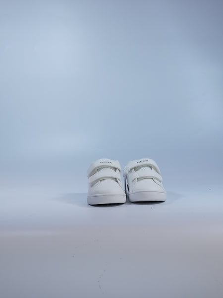 GEOX - SCARPA DA GINNASTICA PER BAMBINI PRIMI PASSI BIANCA E BLU CON STRAPPO B365LA