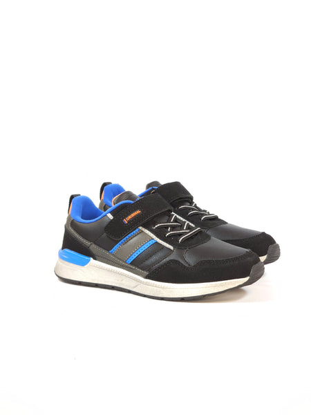 dalzoppo.it - SCARPA DA GINNASTICA NERA CON DETTAGLI BLU CON STRAPPO PER BAMBINO VT009B