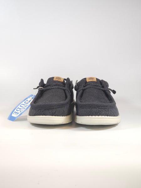 HEY DUDE - SCARPA LEGGERA IN TELA WALLY JUTE NERO E GRANITO PER UOMO