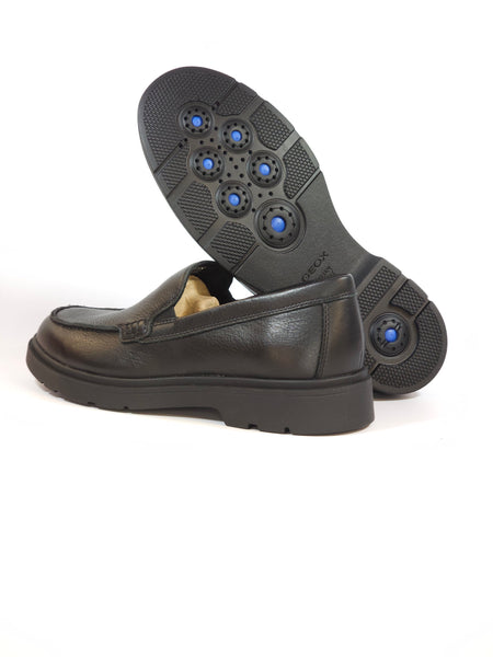 GEOX - MOCASSINO LISCIO IN PELLE NERA MORBIDA CON SUOLA SPHERICA PER UOMO U46D1A