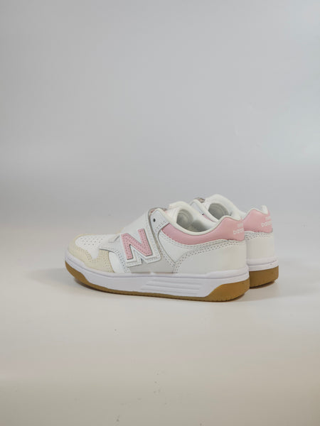 NEW BALANCE - SCARPA DA GINNASTICA 480 BIANCA E ROSA CON STRAPPO UNICO PER BAMBINI SP