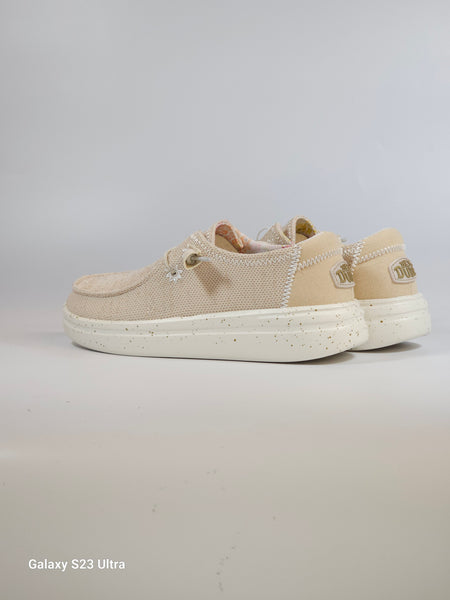 HEY DUDE - SCARPA LEGGERA IN TELA BEIGE WENDY RISE STRETCH