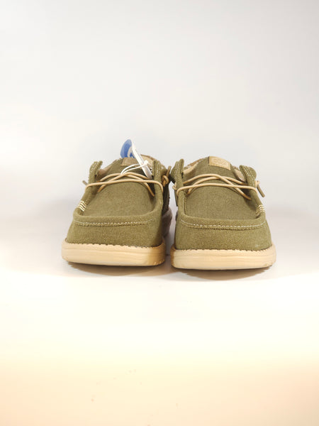 HEY DUDE - SCARPA LEGGERA IN TELA WALLY WORKWEAR GREEN E CREAM VERDE MILITARE E GRIGIO PER UOMO