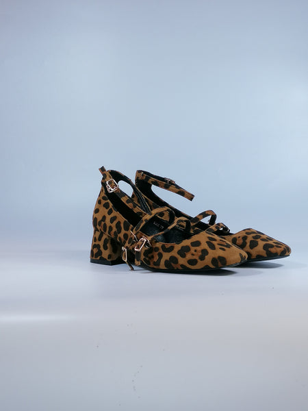dalzoppo.it - SCARPA CON CINTURINI IN TESSUTO LEOPARDATO CON TACCO 5CM PER DONNA K305