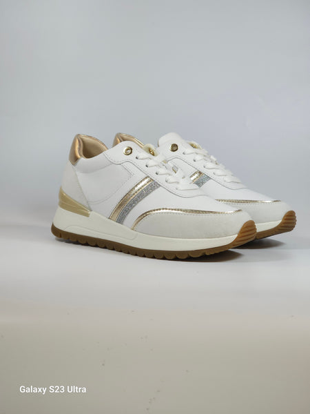 GEOX - SCARPA SNEAKERS DA DONNA BIANCA ORO E ARGENTO D3500A