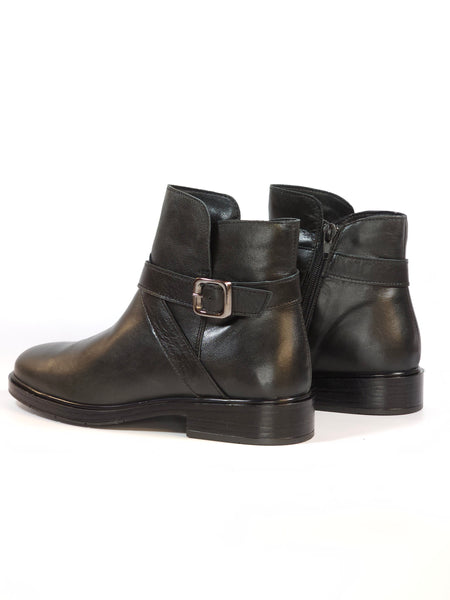 GRUNLAND - STIVALETTO IN PELLE NERA CON ZIP INTERNA E TACCO DI 3 CM PO2386