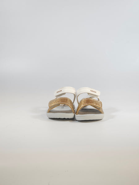 GEOX - SANDALO ORO E BIANCO CON STRAPPI PER BAMBINI PRIMI PASSI B455TB