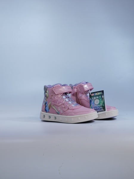 GEOX - SCARPA DA GINNASTICA A STIVALETTO CON LUCI PER BAMBINA DISNEY CON TRILLY CON LACCI IN ELASTICO E STRAPPO J368WE