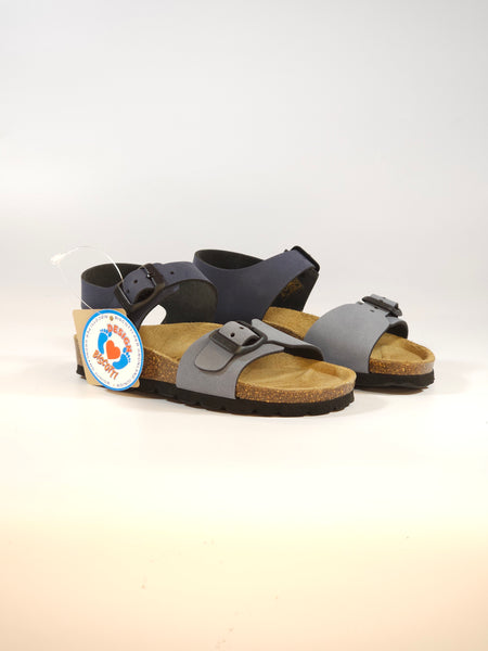 GRUNLAND - SANDALO PER BAMBINO BLU JEANS CHIARO E SCURO CON PLANTARE SB2111