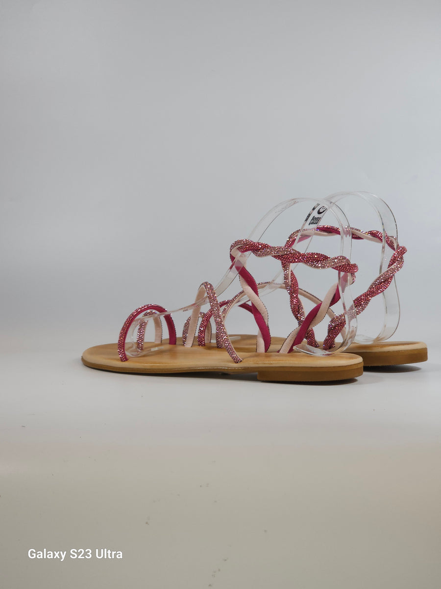 KAMMI SANDALO INFRADITO GIOIELLO IN STRASS ROSA E FUXIA PER DONNA IN