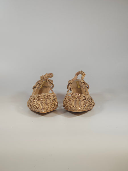 KAMMI - SLINGBACK ROSA E LAMINATA ROSA INTRECCIATA CON TACCO DI 5 CM PER DONNA 9110