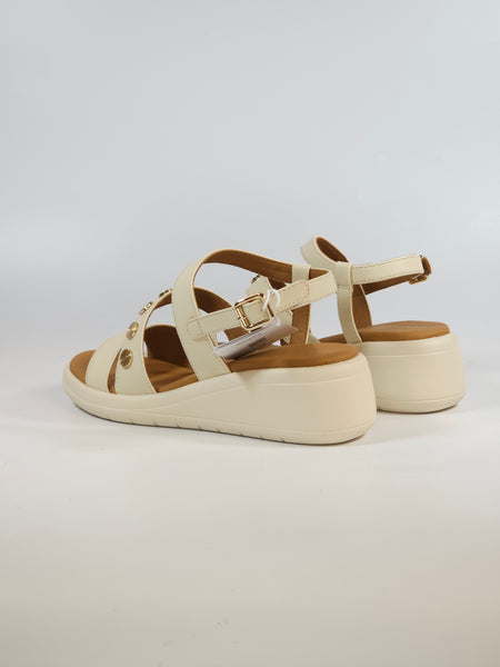 GEOX - SANDALO GHIACCIO CON BORCHIETTE DORATE E ZEPPA DI 5 CM PER DONNA D550EF