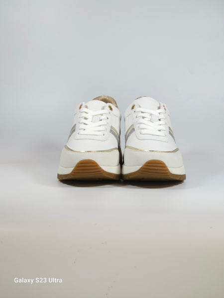 GEOX - SCARPA SNEAKERS DA DONNA BIANCA ORO E ARGENTO D3500A