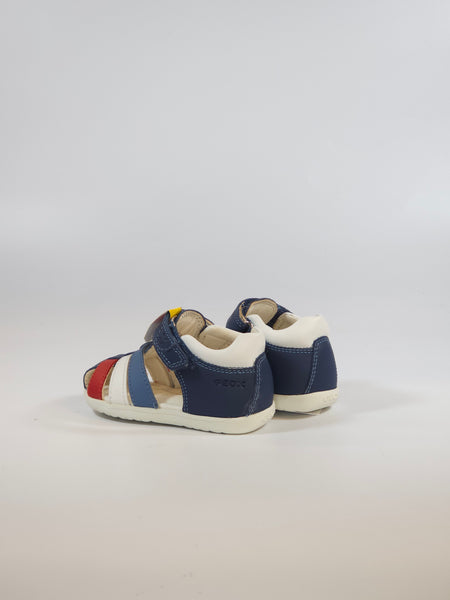 GEOX - SCARPA ESTIVA A SANDALO RAGNETTO PER BAMBINI PRIMI PASSI BLU BIANCO ROSSO B254VA